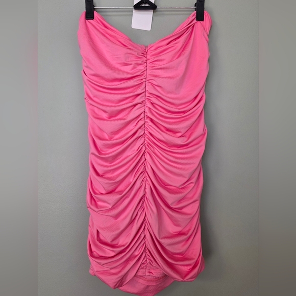 Lulus Exemplary Charm Pink Strapless Ruched Bodycon Mini Dress, Size XL - Picture 6 of 10